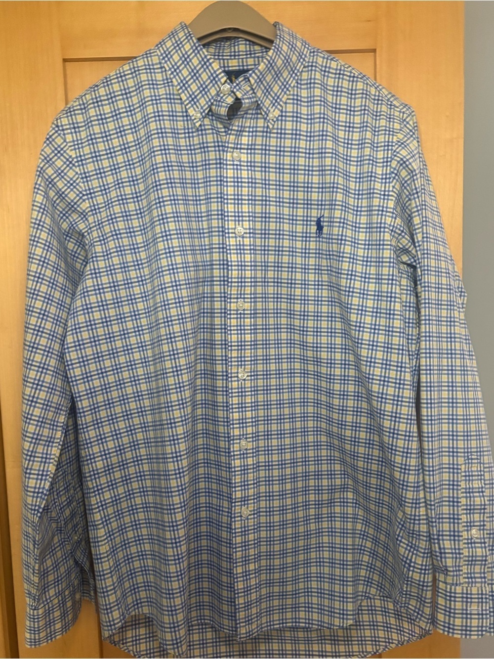 Ralph Lauren Classic Fit Plaid Button Down Shirt Blue Yellow Men’s Medium